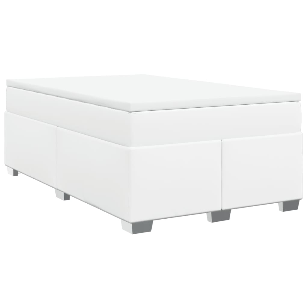 vidaXL Κρεβάτι Boxspring με Στρώμα Λευκό 120x200εκ.από Συνθετικό Δέρμα