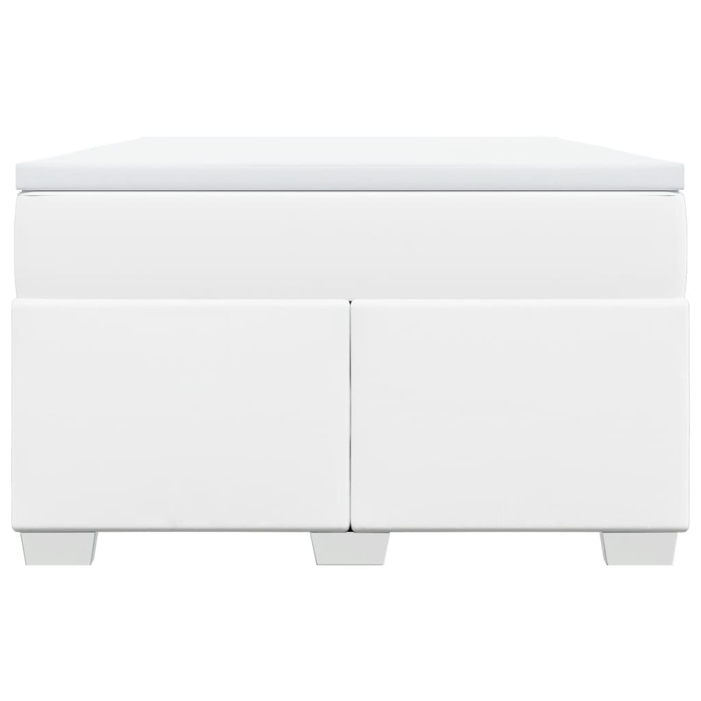 vidaXL Κρεβάτι Boxspring με Στρώμα Λευκό 120x200εκ.από Συνθετικό Δέρμα