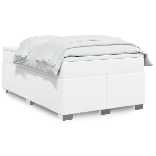 vidaXL Κρεβάτι Boxspring με Στρώμα Λευκό 120x200εκ.από Συνθετικό Δέρμα