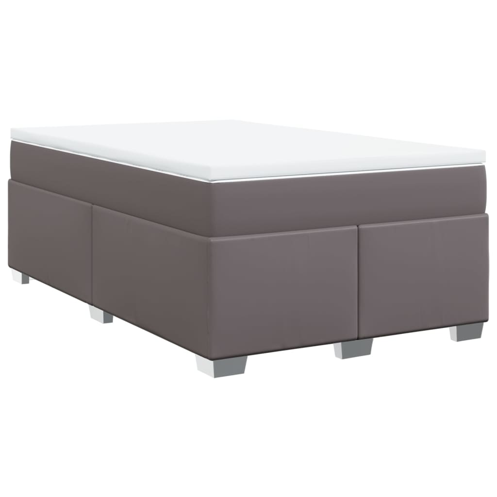 vidaXL Κρεβάτι Boxspring με Στρώμα Γκρι 120x200εκ. από Συνθετικό Δέρμα