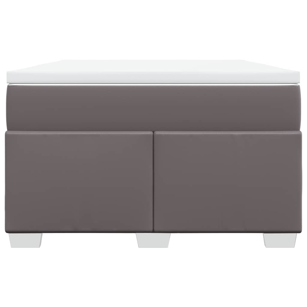 vidaXL Κρεβάτι Boxspring με Στρώμα Γκρι 120x200εκ. από Συνθετικό Δέρμα