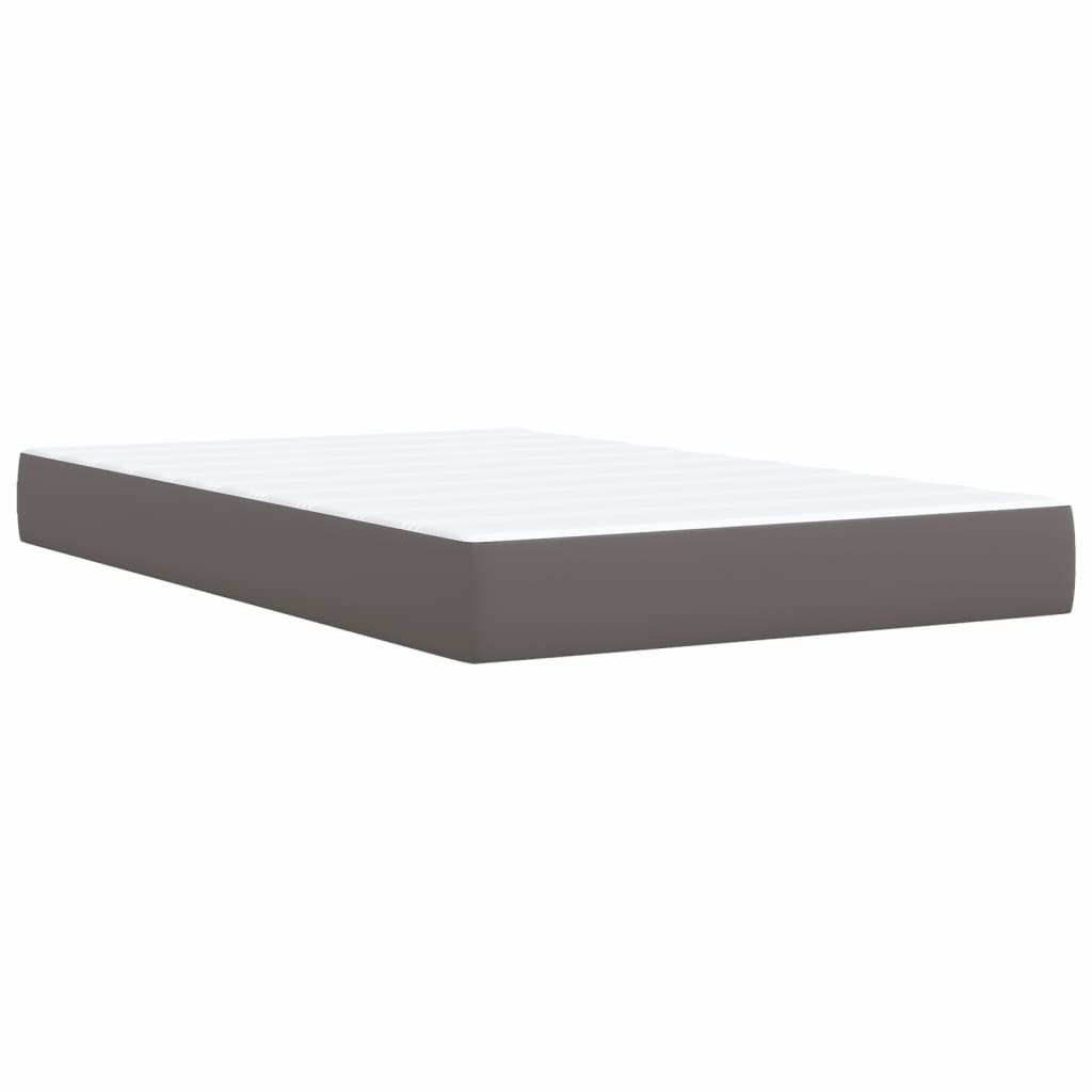 vidaXL Κρεβάτι Boxspring με Στρώμα Γκρι 120x200εκ. από Συνθετικό Δέρμα
