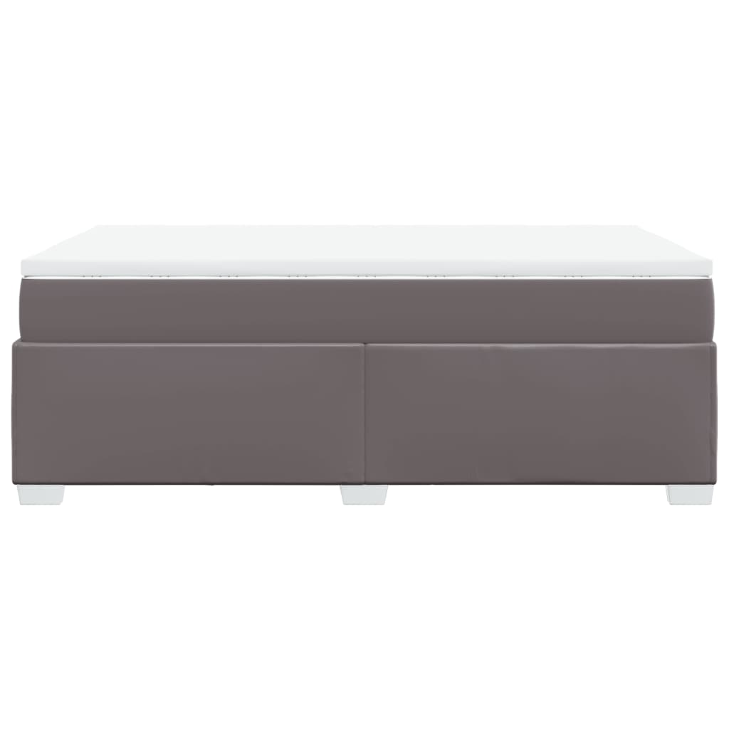 vidaXL Κρεβάτι Boxspring με Στρώμα Γκρι 120x200εκ. από Συνθετικό Δέρμα