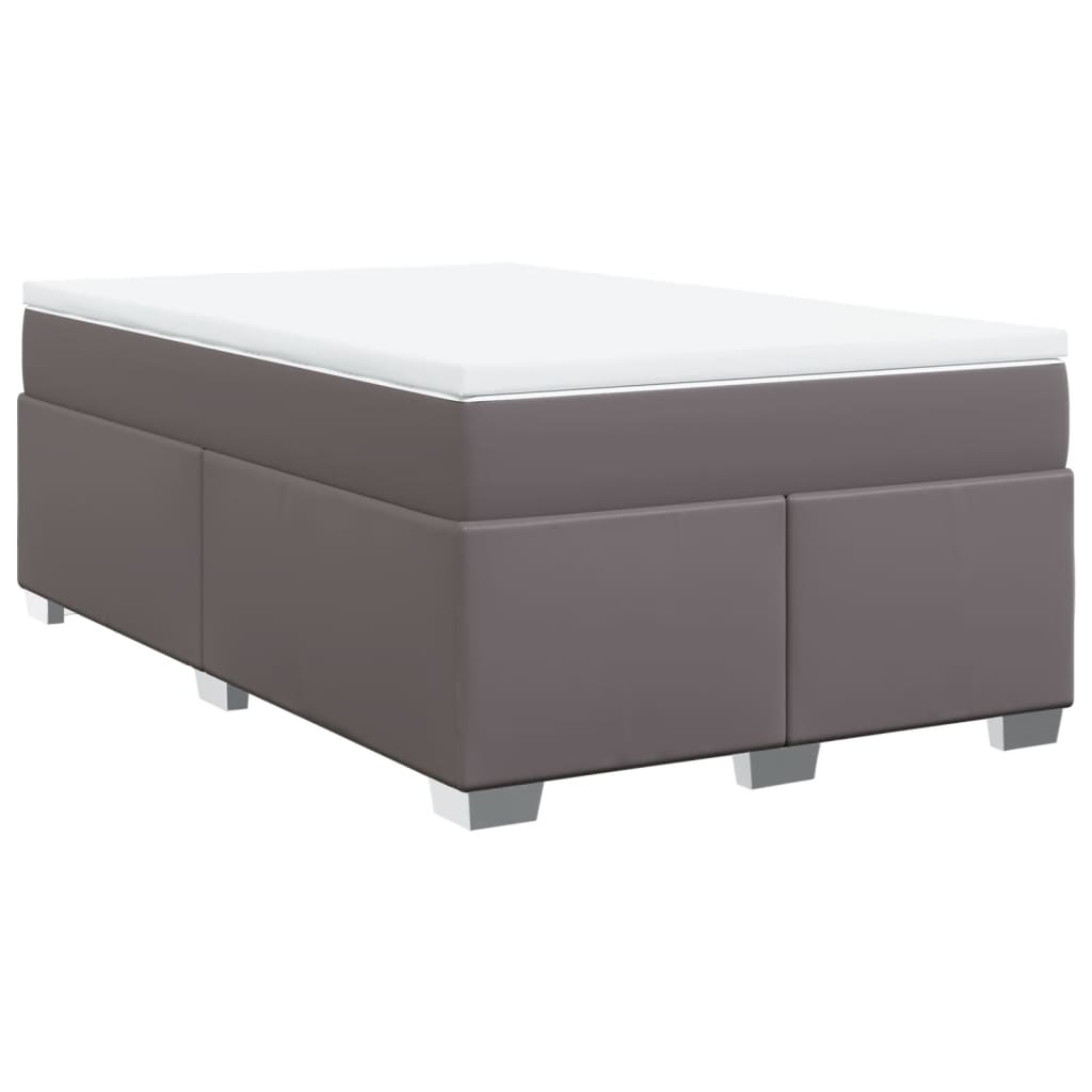 vidaXL Κρεβάτι Boxspring με Στρώμα Γκρι 120x200εκ. από Συνθετικό Δέρμα