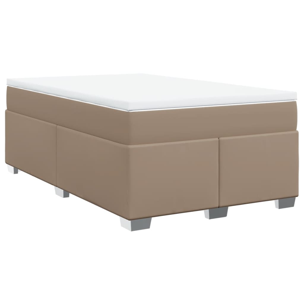 vidaXL Κρεβάτι Boxspring με Στρώμα Καπουτσίνο 120x200εκ.από Συνθ.Δέρμα