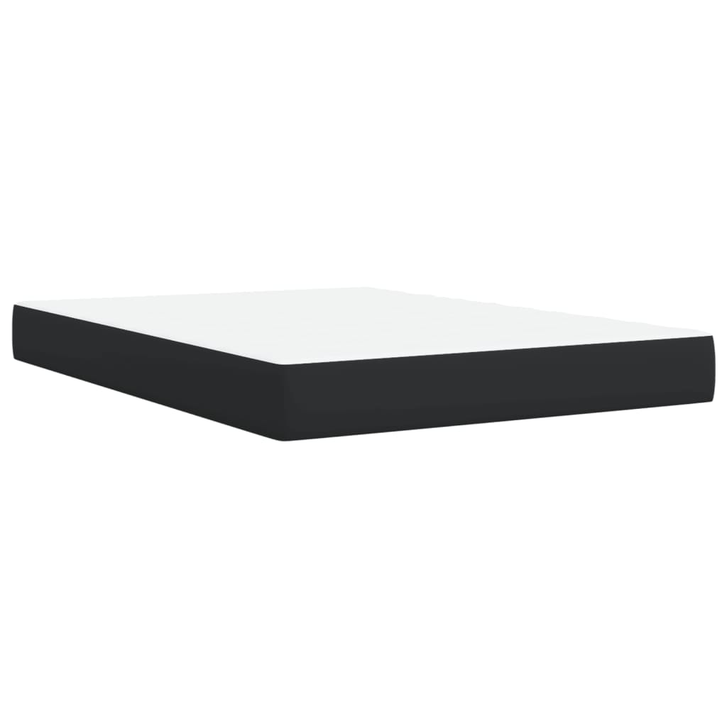 vidaXL Κρεβάτι Boxspring με Στρώμα Μαύρο 140x190εκ.από Συνθετικό Δέρμα