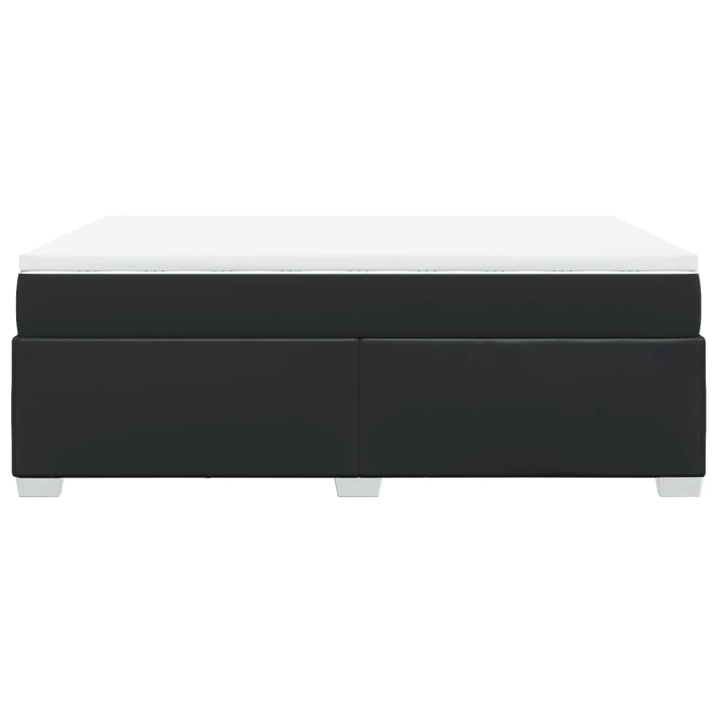 vidaXL Κρεβάτι Boxspring με Στρώμα Μαύρο 140x190εκ.από Συνθετικό Δέρμα
