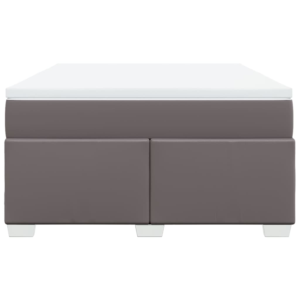 vidaXL Κρεβάτι Boxspring με Στρώμα Γκρι 140x190εκ. από Συνθετικό Δέρμα