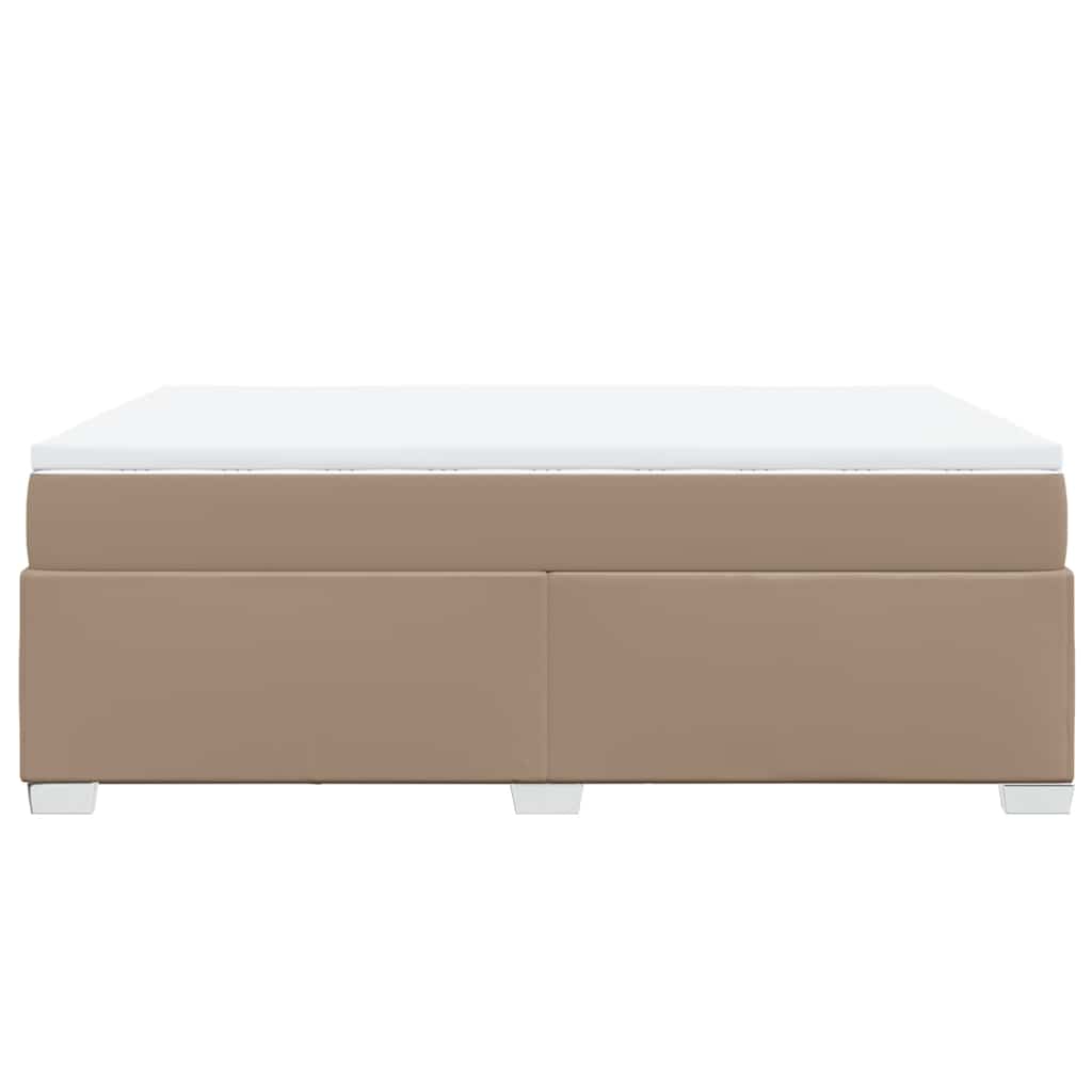 vidaXL Κρεβάτι Boxspring με Στρώμα Καπουτσίνο 140x190εκ.από Συνθ.Δέρμα
