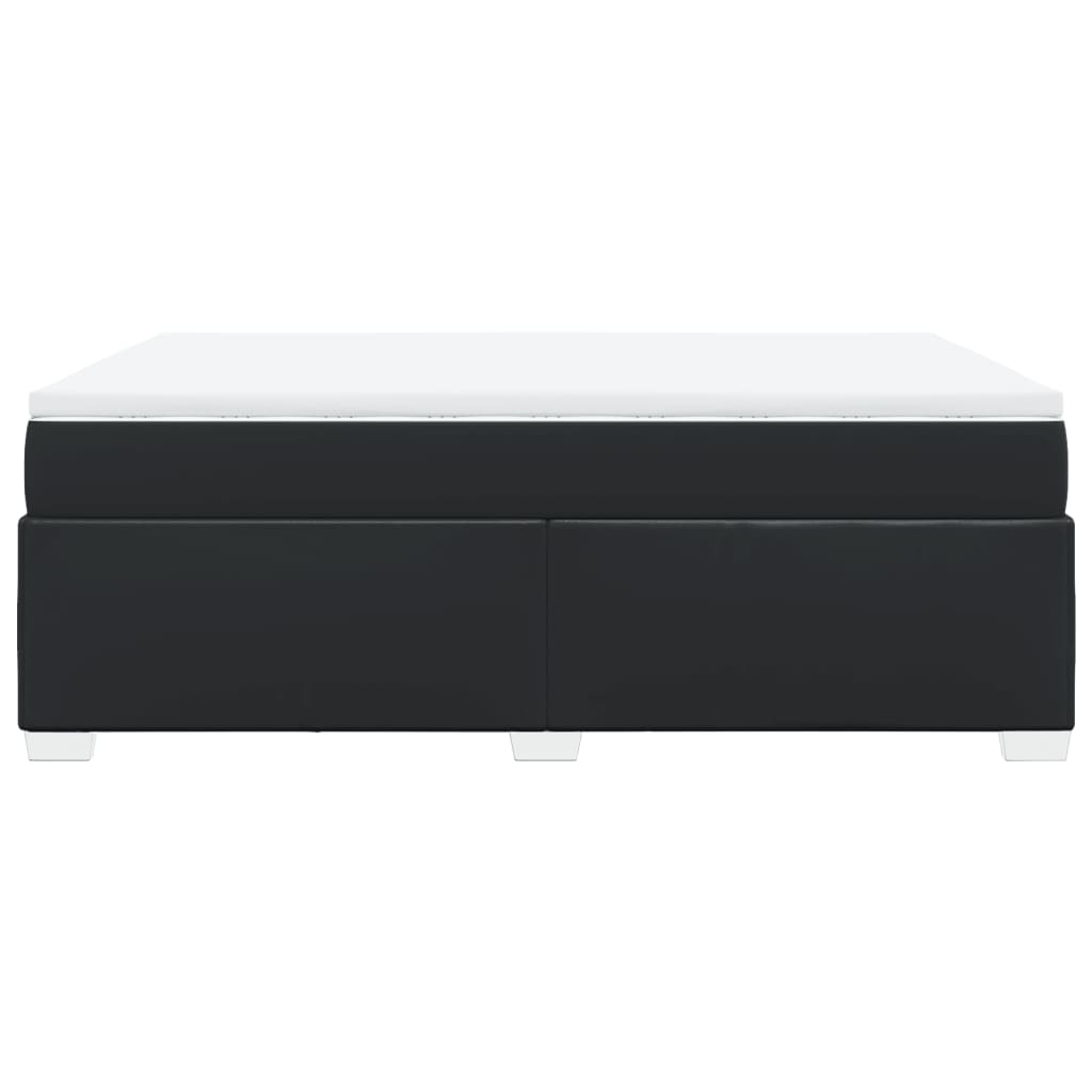 vidaXL Κρεβάτι Boxspring με Στρώμα Μαύρο 140x200εκ.από Συνθετικό Δέρμα