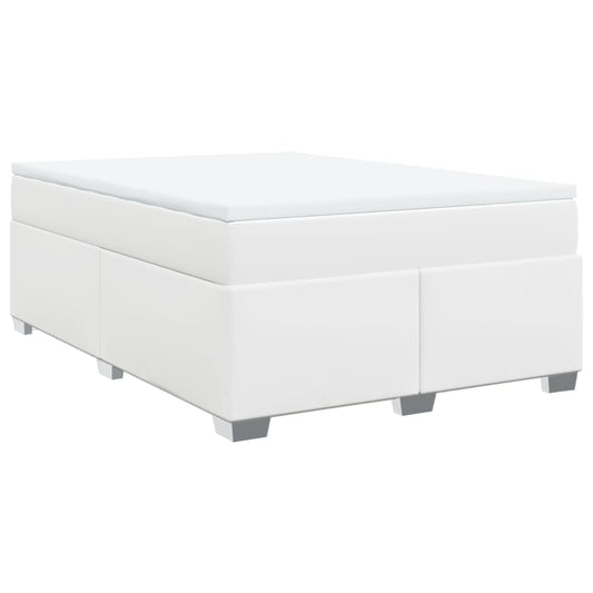 vidaXL Κρεβάτι Boxspring με Στρώμα Λευκό 140x200εκ.από Συνθετικό Δέρμα