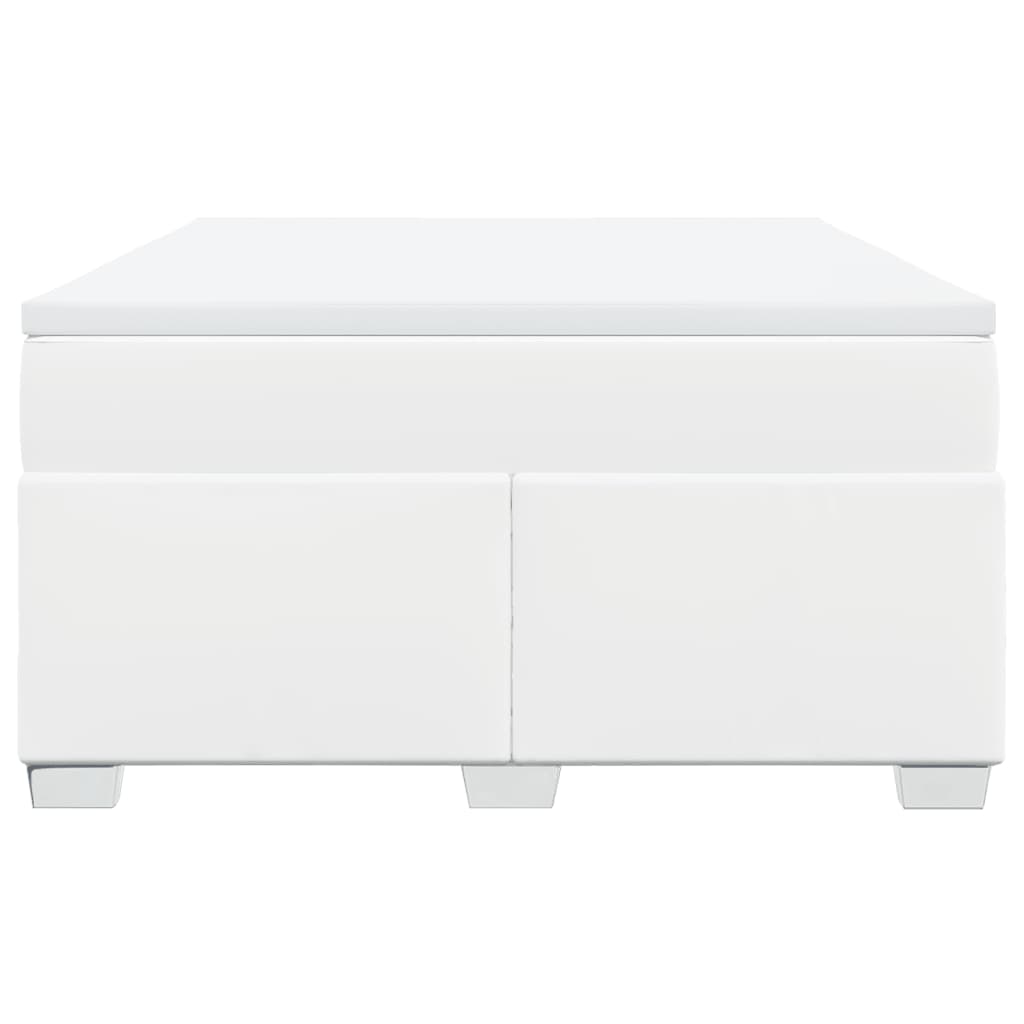 vidaXL Κρεβάτι Boxspring με Στρώμα Λευκό 140x200εκ.από Συνθετικό Δέρμα