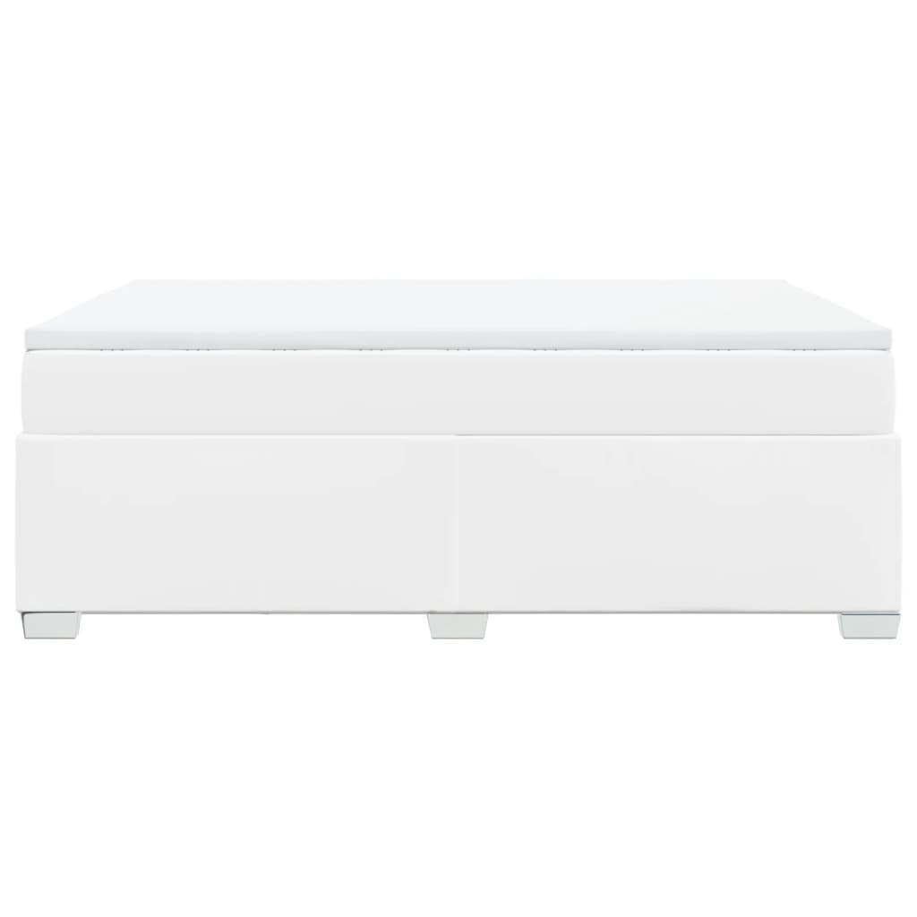 vidaXL Κρεβάτι Boxspring με Στρώμα Λευκό 140x200εκ.από Συνθετικό Δέρμα