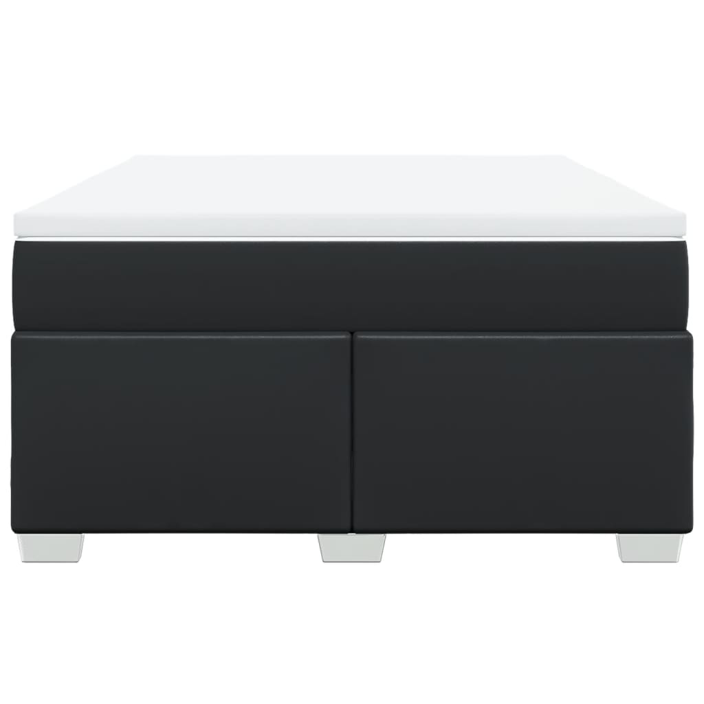 vidaXL Κρεβάτι Boxspring με Στρώμα Μαύρο 160x200εκ.από Συνθετικό Δέρμα