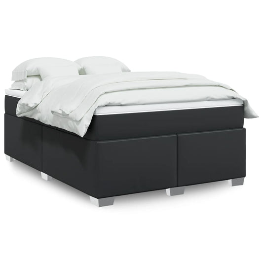 vidaXL Κρεβάτι Boxspring με Στρώμα Μαύρο 160x200εκ.από Συνθετικό Δέρμα
