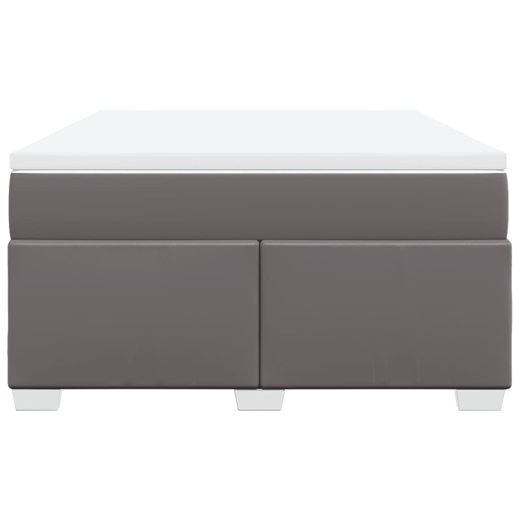 vidaXL Κρεβάτι Boxspring με Στρώμα Γκρι 160x200εκ. από Συνθετικό Δέρμα