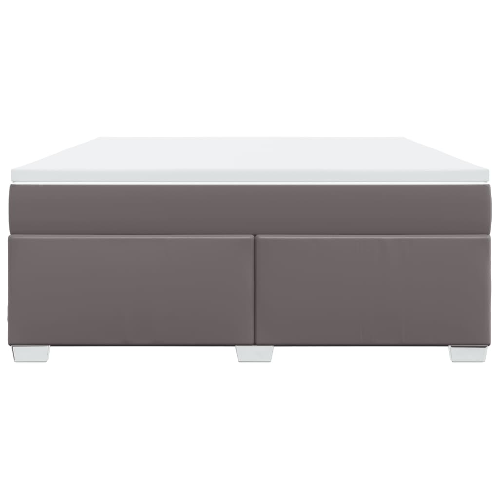 vidaXL Κρεβάτι Boxspring με Στρώμα Γκρι 180x200 εκ. Συνθετικό Δέρμα