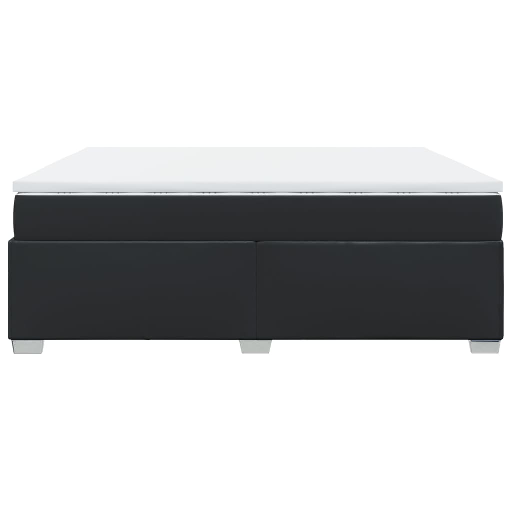 vidaXL Κρεβάτι Boxspring με Στρώμα Μαύρο 200x200 εκ. Συνθετικό Δέρμα