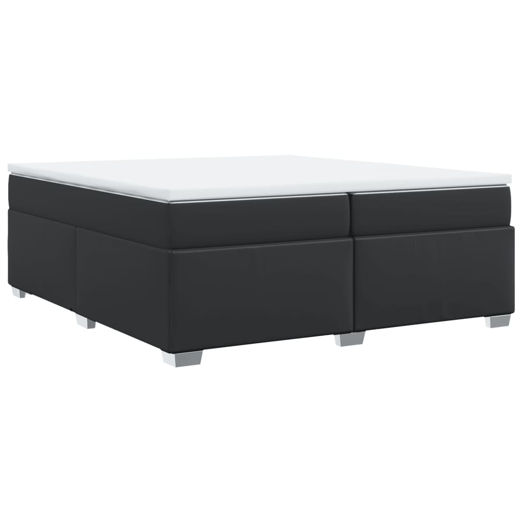 vidaXL Κρεβάτι Boxspring με Στρώμα Μαύρο 200x200 εκ. Συνθετικό Δέρμα
