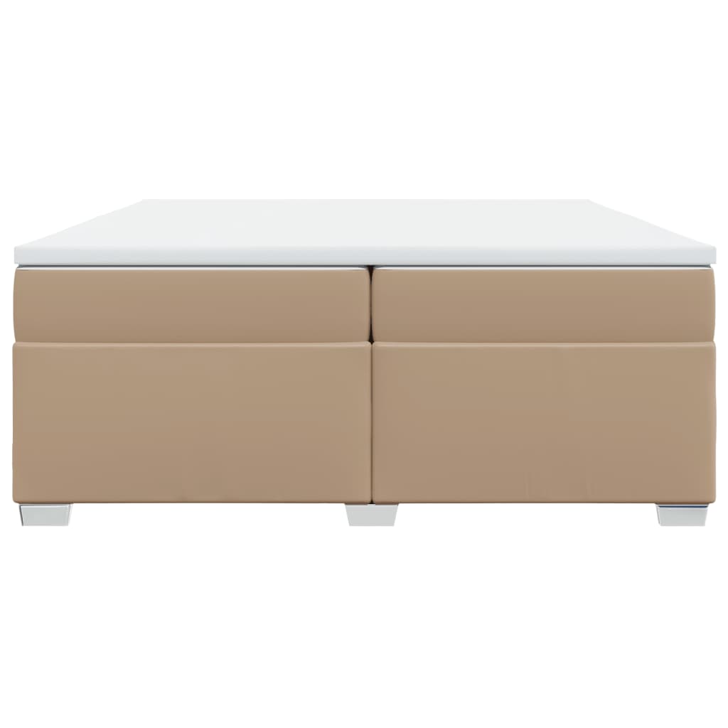 vidaXL Κρεβάτι Boxspring με Στρώμα Καπουτσίνο 200x200εκ.από Συνθ.Δέρμα