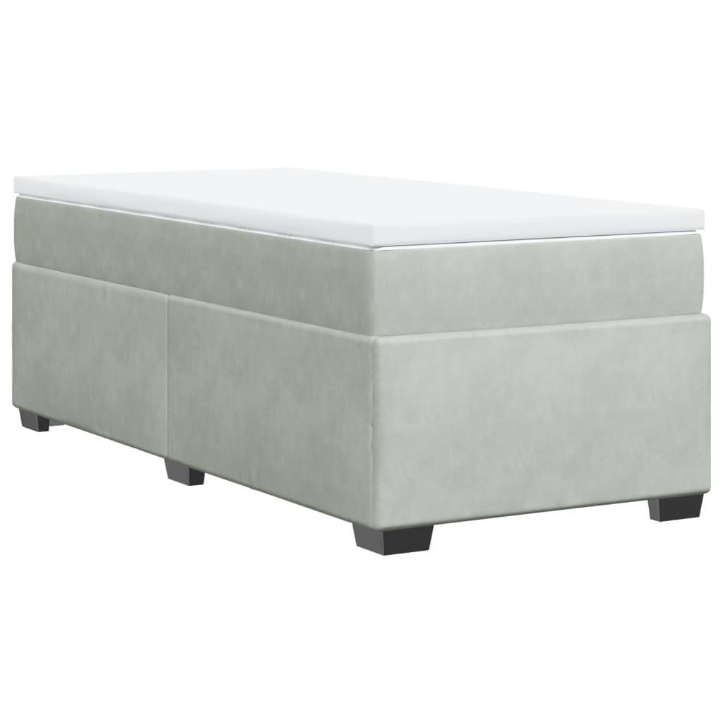 vidaXL Κρεβάτι Boxspring με Στρώμα Ανοιχτό Γκρι 80x200 εκ. Βελούδινο
