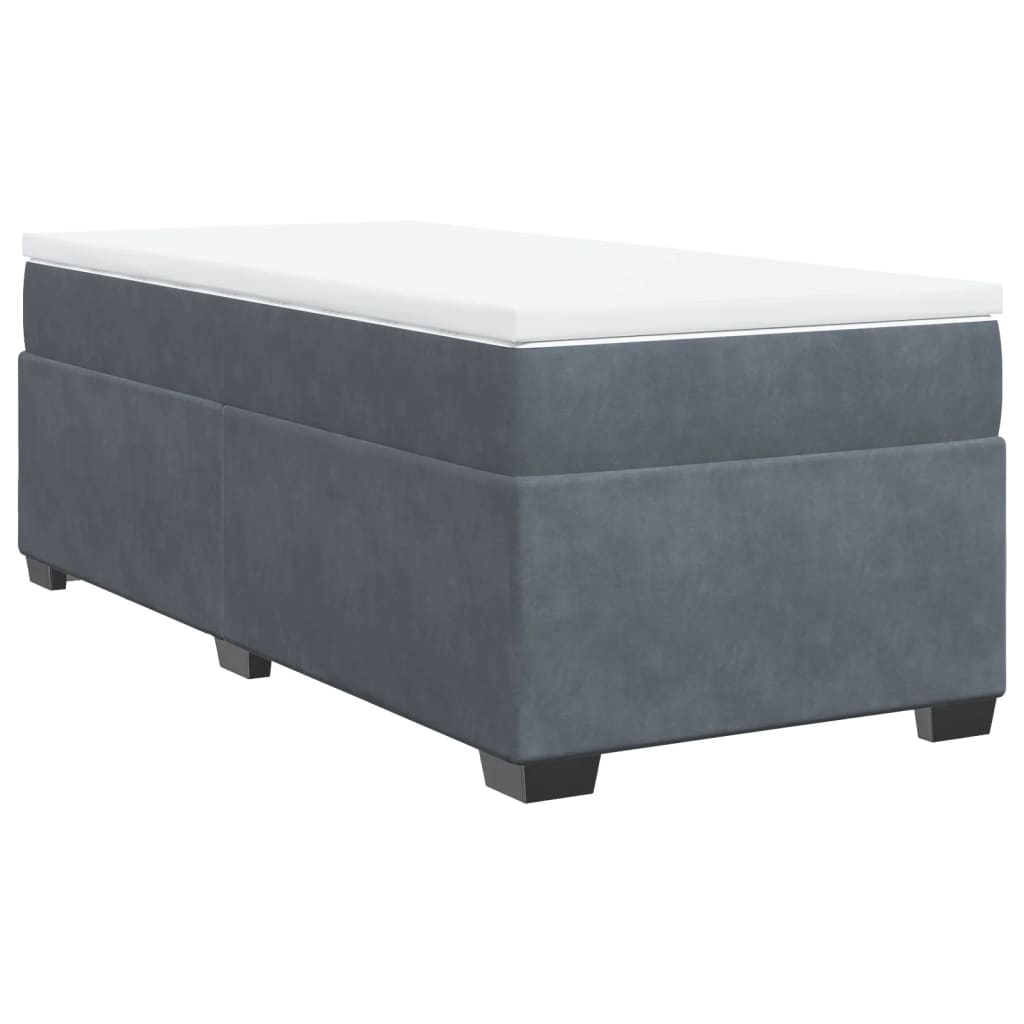 vidaXL Κρεβάτι Boxspring με Στρώμα Σκούρο Γκρι 80x200 εκ. Βελούδινο