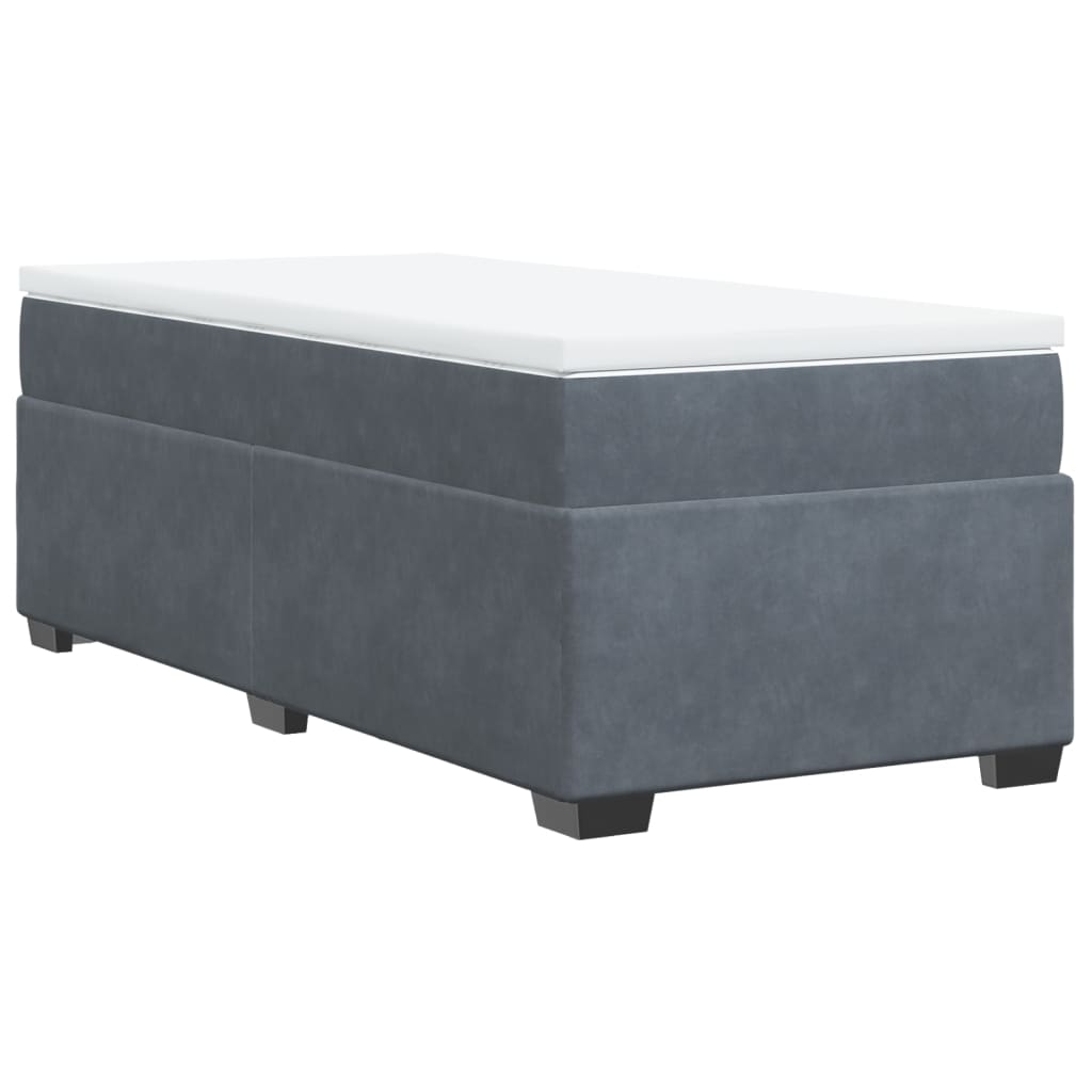 vidaXL Κρεβάτι Boxspring με Στρώμα Σκούρο Γκρι 80x200 εκ. Βελούδινο