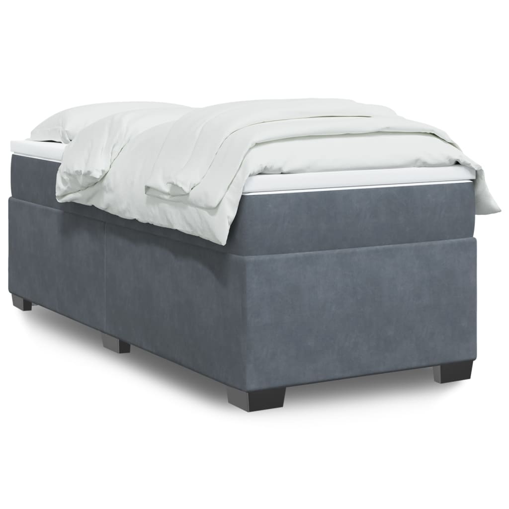 vidaXL Κρεβάτι Boxspring με Στρώμα Σκούρο Γκρι 80x200 εκ. Βελούδινο