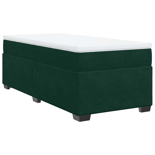 vidaXL Κρεβάτι Boxspring με Στρώμα Σκούρο Πράσινο 80x200 εκ. Βελούδινο