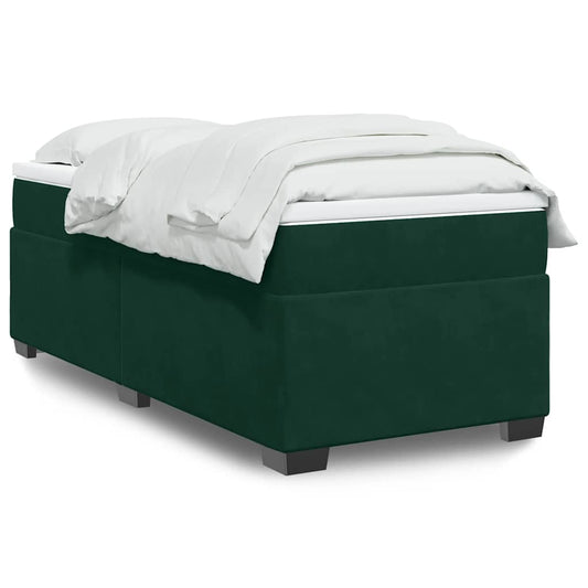 vidaXL Κρεβάτι Boxspring με Στρώμα Σκούρο Πράσινο 80x200 εκ. Βελούδινο