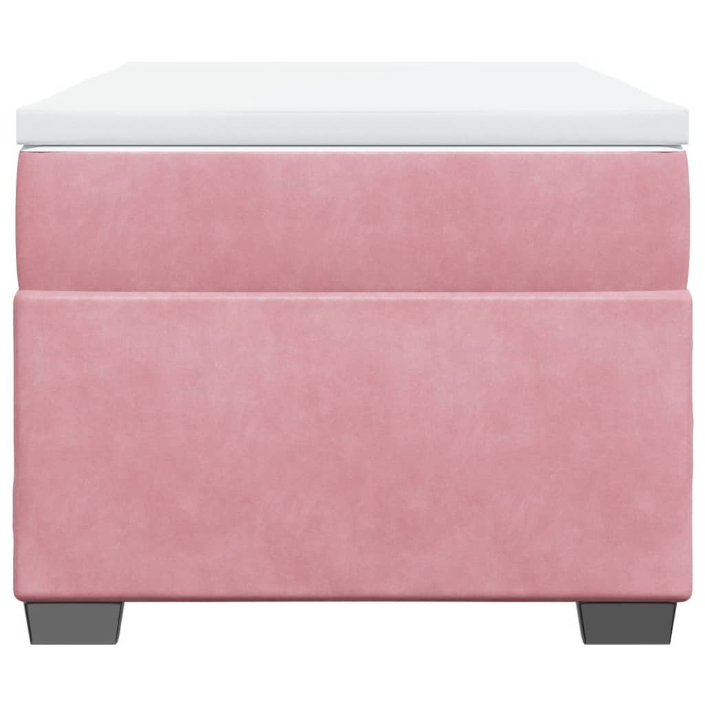 vidaXL Κρεβάτι Boxspring με Στρώμα Ροζ 80 x 200 εκ. Βελούδινο