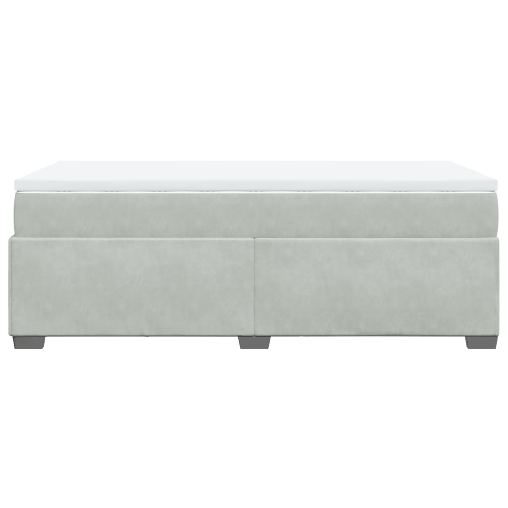 vidaXL Κρεβάτι Boxspring με Στρώμα Ανοιχτό Γκρι 90x190 εκ. Βελούδινο