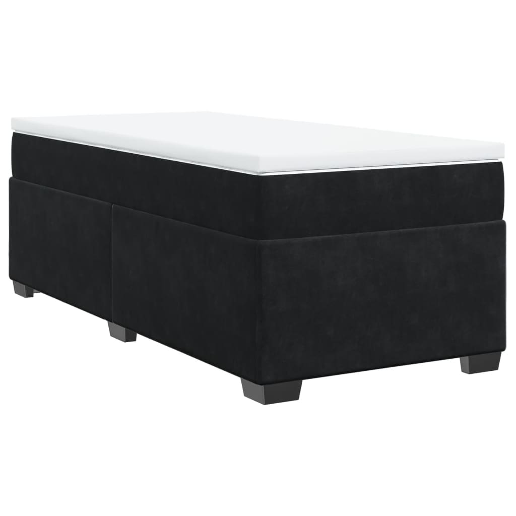 vidaXL Κρεβάτι Boxspring με Στρώμα Μαύρο 90x190 εκ. Βελούδινο