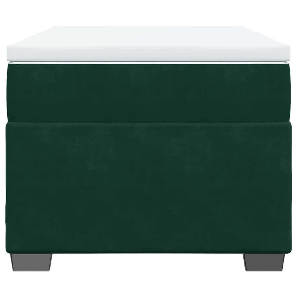 vidaXL Κρεβάτι Boxspring με Στρώμα Σκούρο Πράσινο 90x190 εκ. Βελούδινο