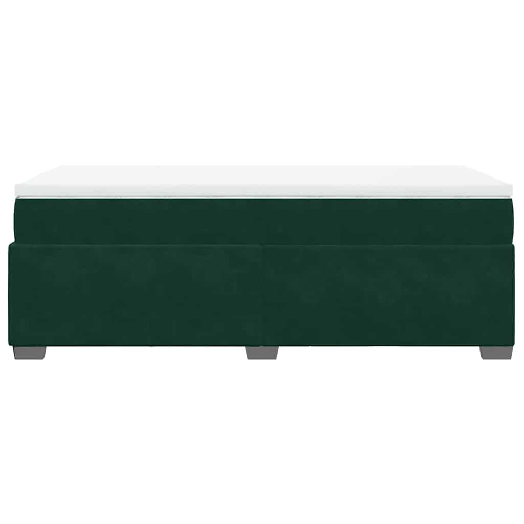 vidaXL Κρεβάτι Boxspring με Στρώμα Σκούρο Πράσινο 90x190 εκ. Βελούδινο