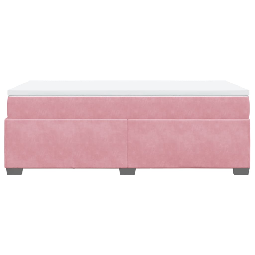 vidaXL Κρεβάτι Boxspring με Στρώμα Ροζ 90x190 εκ. Βελούδινο