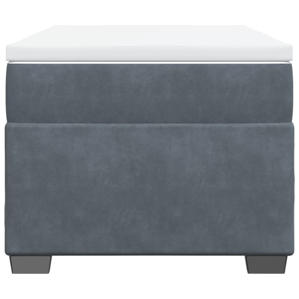vidaXL Κρεβάτι Boxspring με Στρώμα Σκούρο Γκρι 90x200 εκ. Βελούδινο