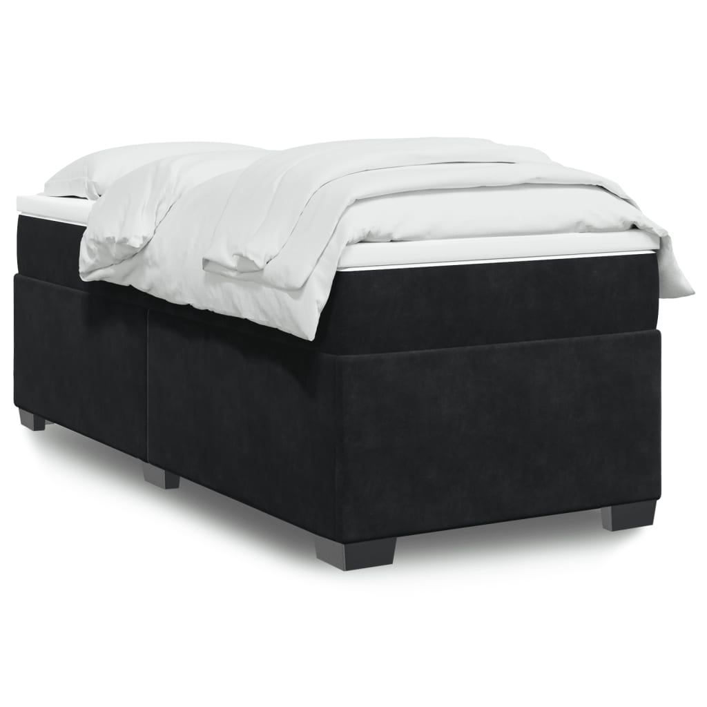 vidaXL Κρεβάτι Boxspring με Στρώμα Μαύρο 90x200 εκ. Βελούδινο
