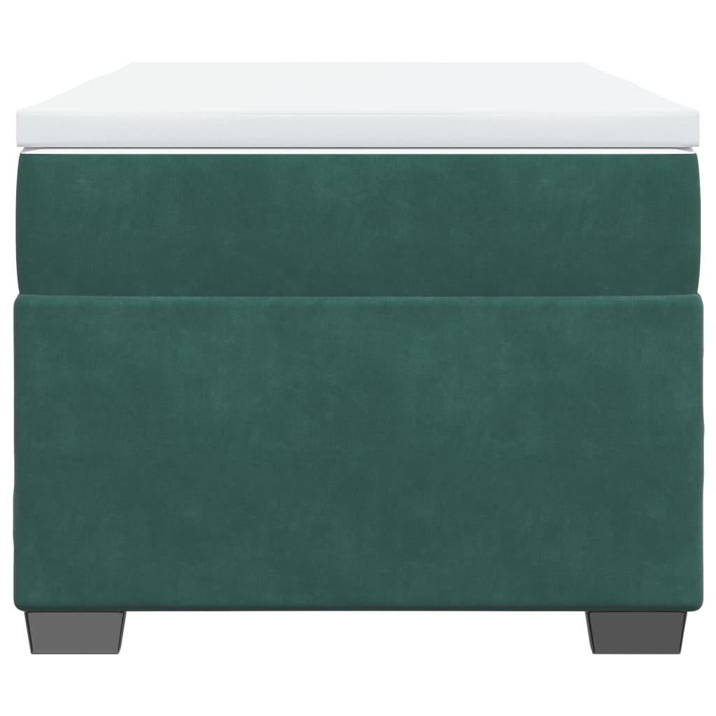 vidaXL Κρεβάτι Boxspring με Στρώμα Σκούρο Πράσινο 90x200 εκ. Βελούδινο