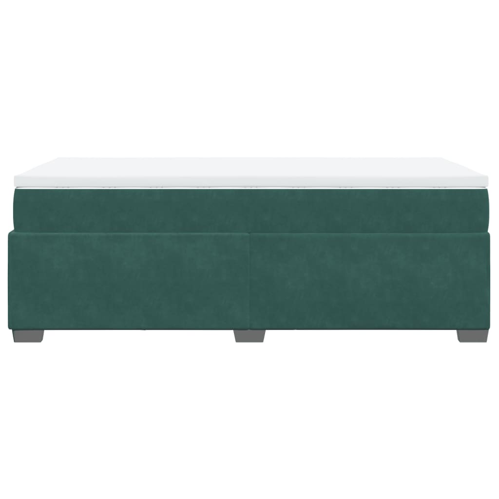 vidaXL Κρεβάτι Boxspring με Στρώμα Σκούρο Πράσινο 90x200 εκ. Βελούδινο