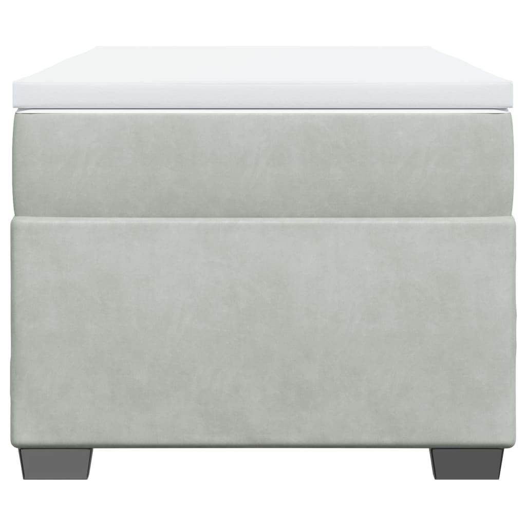 vidaXL Κρεβάτι Boxspring με Στρώμα Ανοιχτό Γκρι 100x200 εκ. Βελούδινο