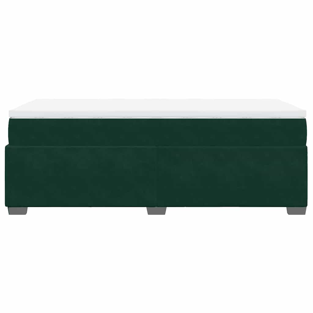 vidaXL Κρεβάτι Boxspring με Στρώμα Σκούρο Πράσινο 100x200εκ. Βελούδινο