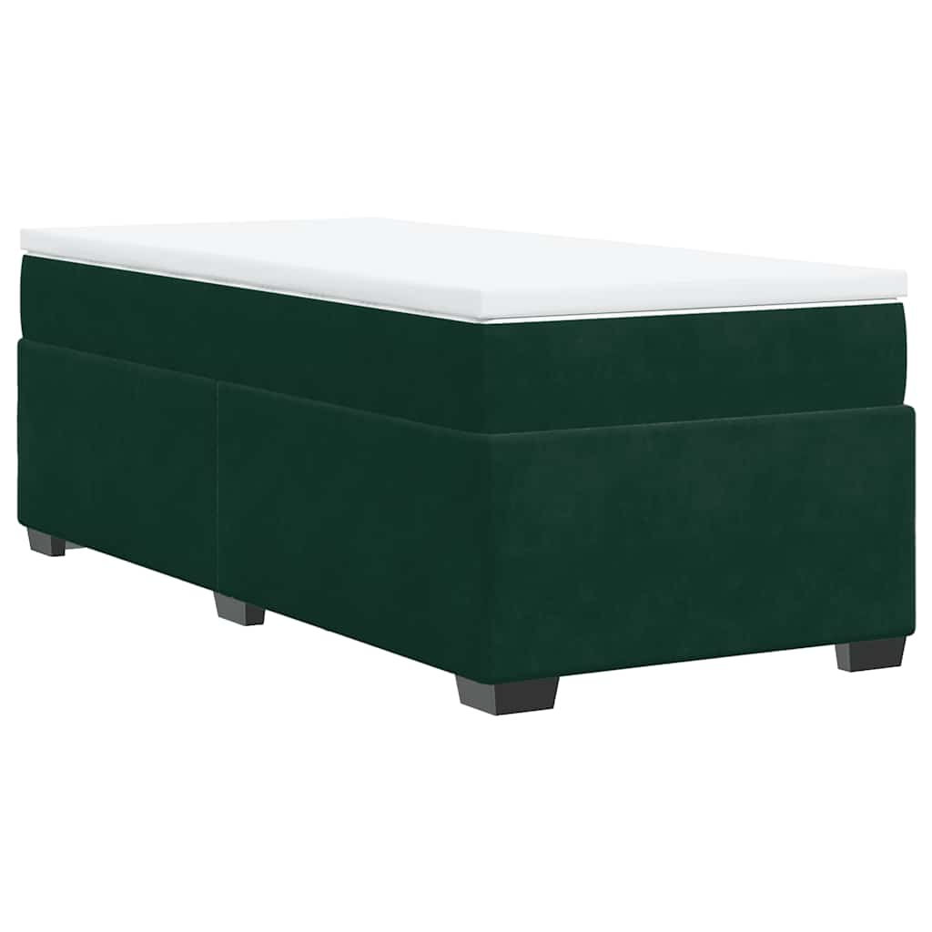 vidaXL Κρεβάτι Boxspring με Στρώμα Σκούρο Πράσινο 100x200εκ. Βελούδινο