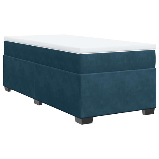 vidaXL Κρεβάτι Boxspring με Στρώμα Σκούρο Μπλε 100x200 εκ. Βελούδινο