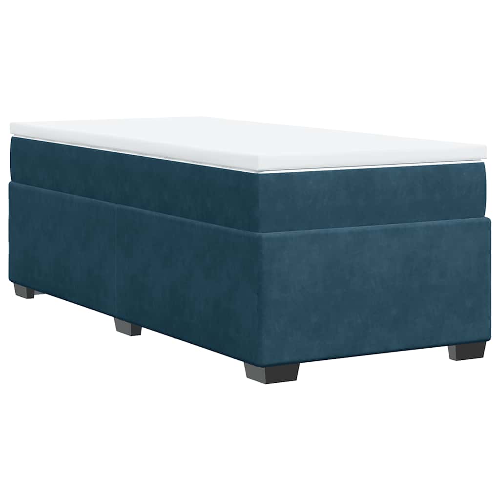 vidaXL Κρεβάτι Boxspring με Στρώμα Σκούρο Μπλε 100x200 εκ. Βελούδινο