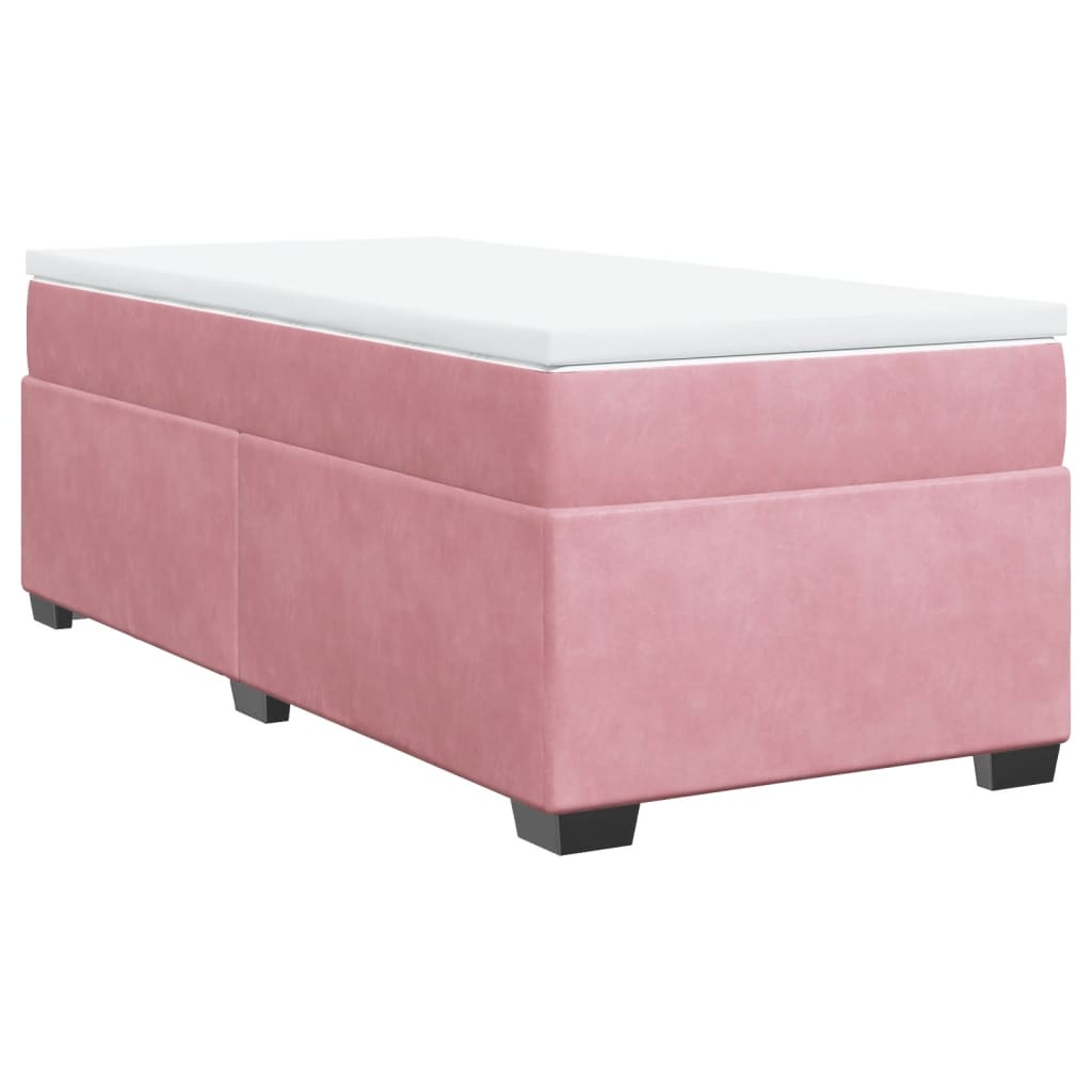 vidaXL Κρεβάτι Boxspring με Στρώμα Ροζ 100x200 εκ. Βελούδινο