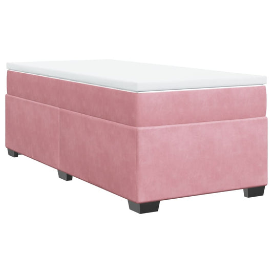 vidaXL Κρεβάτι Boxspring με Στρώμα Ροζ 100x200 εκ. Βελούδινο