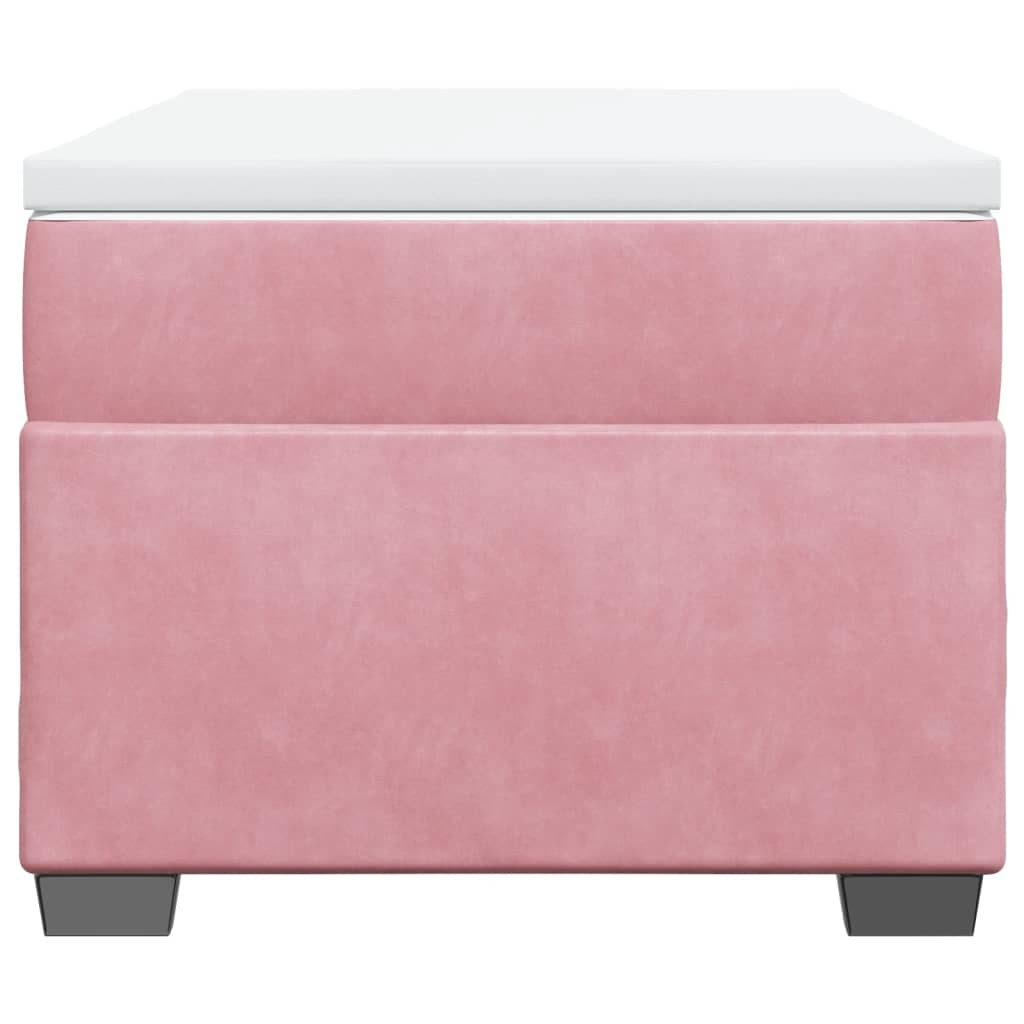 vidaXL Κρεβάτι Boxspring με Στρώμα Ροζ 100x200 εκ. Βελούδινο
