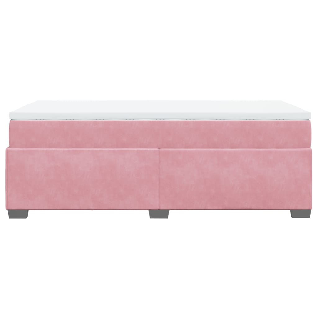 vidaXL Κρεβάτι Boxspring με Στρώμα Ροζ 100x200 εκ. Βελούδινο