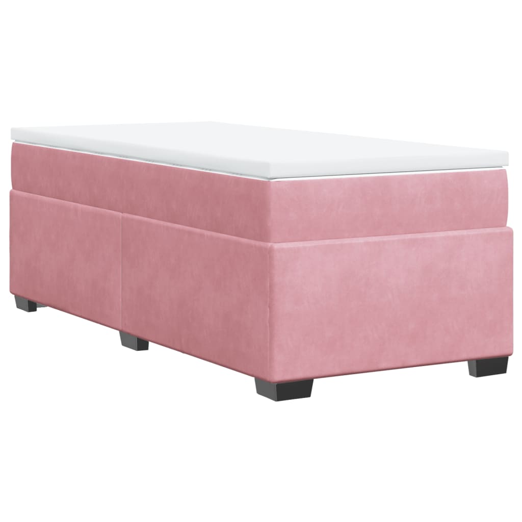 vidaXL Κρεβάτι Boxspring με Στρώμα Ροζ 100x200 εκ. Βελούδινο